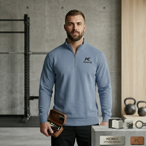Kord Logo Quarter-Zip Sweatshirt — Minimal Casual Pullover